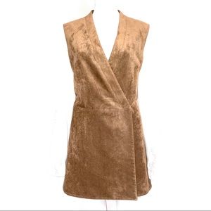 BCBG MAXAZRIA wrap vest dress, faux suede. Sz L